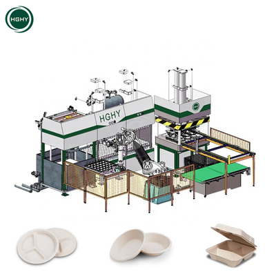 Factory Hghy Low Cost Lunch Box Disposable Food Paper Plate Machine Price Bagasse Based Tableware Pulp Paper Molding Plate Making Machine